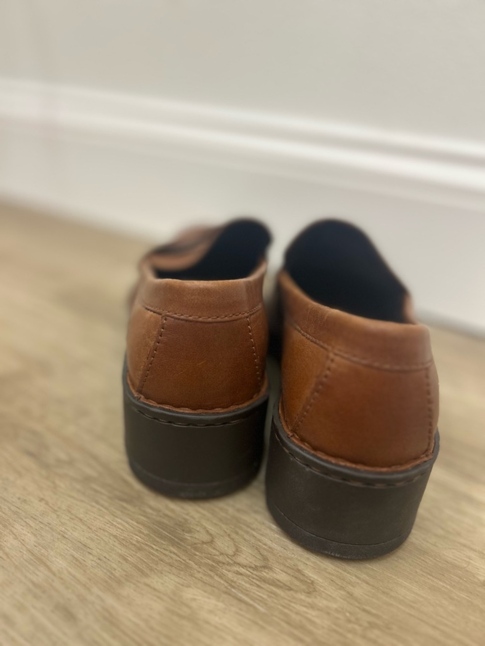 BORN Carrera Brown Leather Lug Sole size 8 Platform Penny Loafers retro y2k - Picture 3 of 4